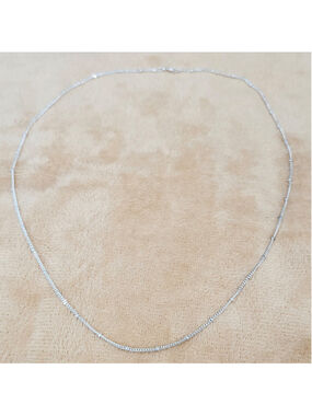 SilverItalian 925 Sterling Silver Box Chain Necklace 19" Dainty Thin Chain HAN